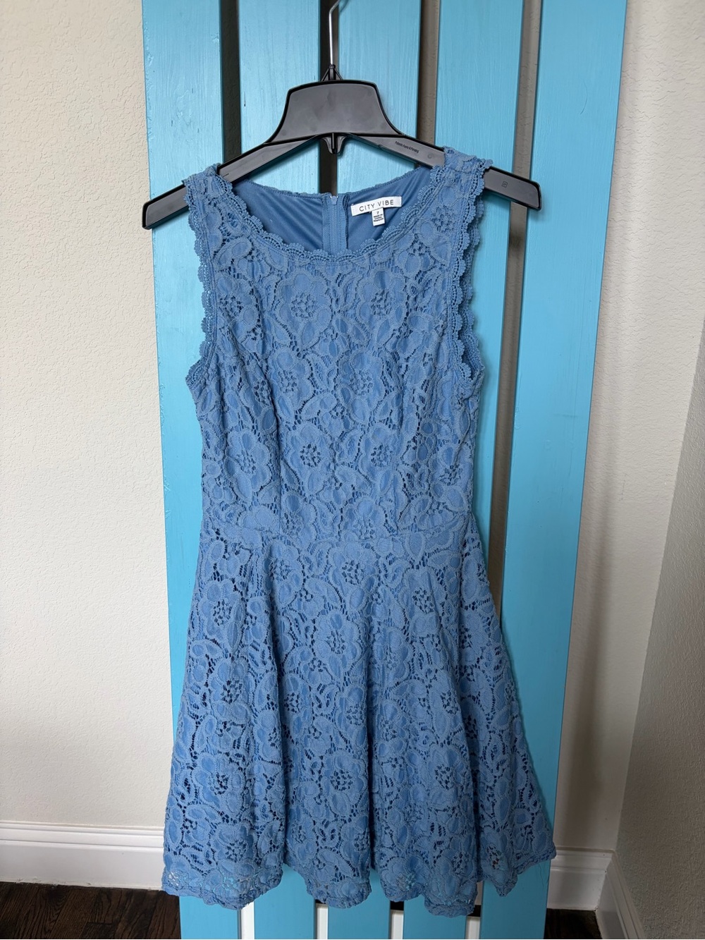 Cynthia Rowley Lace Sleeveless Mini Dress in Blue